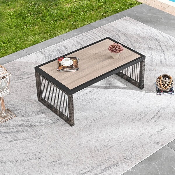 Patio Festival Wicker Metal Side End Coffee Table