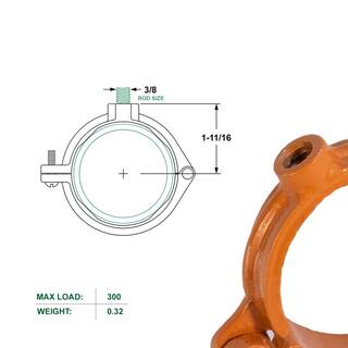 The Plumber's Choice 2 in. Hinged Split Ring Pipe Hanger Copper Epoxy Coated Clamp with 38 in. Rod Fitting for Hanging Tubing (5-Pack) 02HSHCP-5