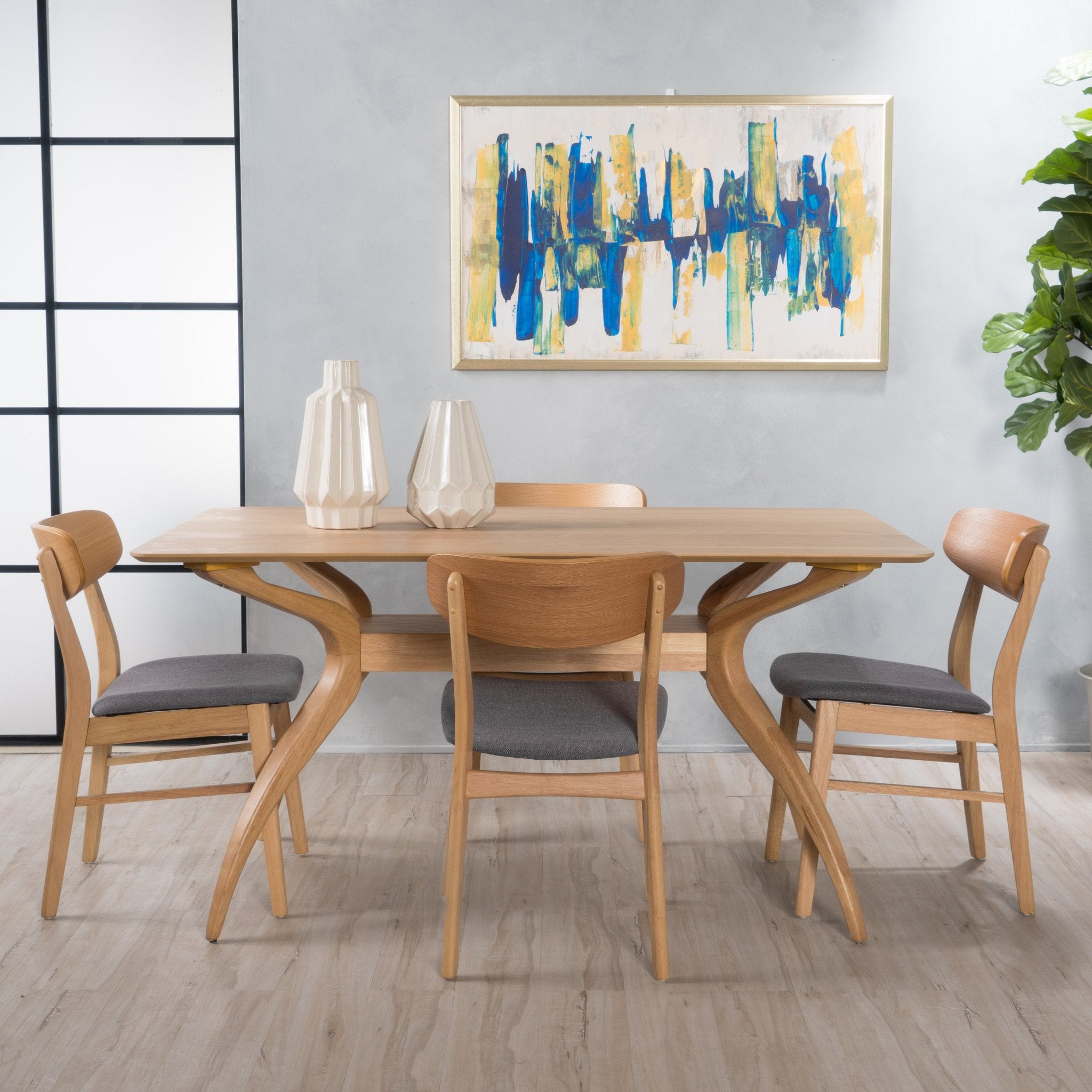 Lucille Mid-Century Modern 5 Piece Dining Set