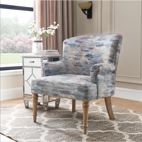 Accent Chair Wooden Legs Upholstered Auspicious Clouds Accent Chair