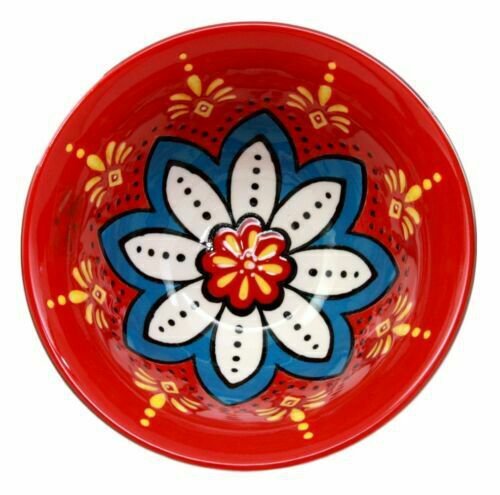 1 Set of 4 Luxury Gold Plated Ceramic Personal Dining Bowls 6D Red Lotus Blossom EBR02