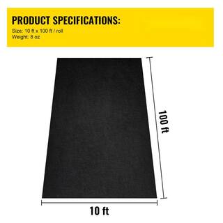 VEVOR 10 ft. x 100 ft. Garden Weed Barrier Fabric 8 oz. Heavy-Duty needle-punched PP Geotextile Landscape Fabric Black TGBYCYC101008XEWNV0