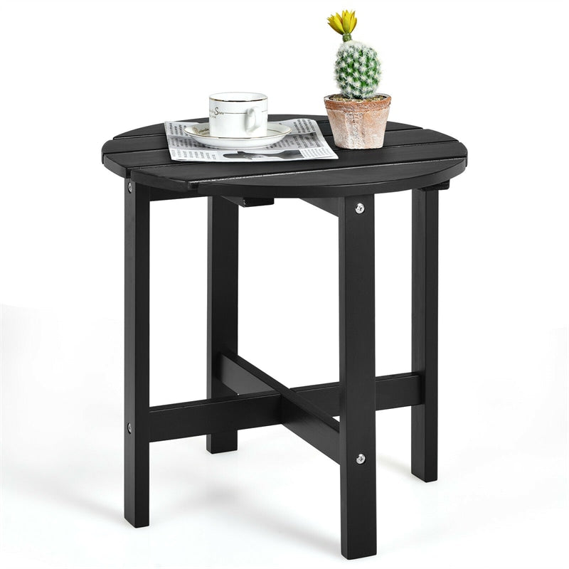 18¡¯¡¯ Outdoor Round Bistro Side Table Wood Slat End Table for Garden