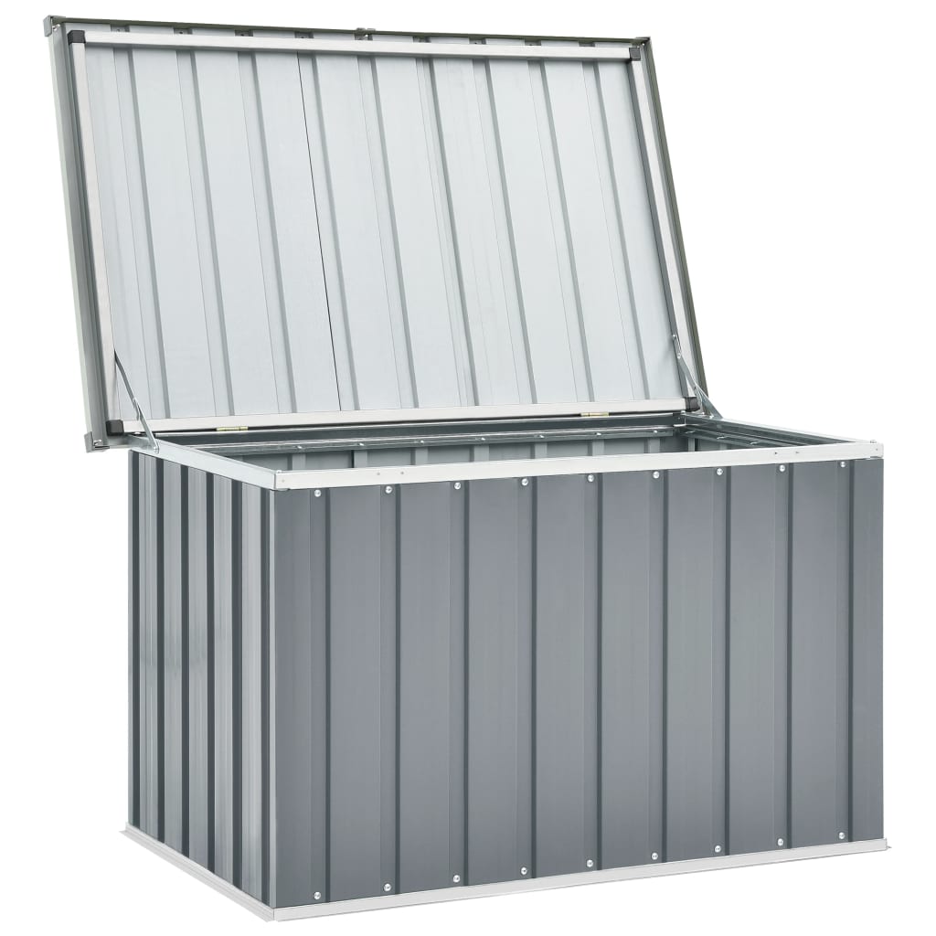 Garden Storage Box with Hinged lid Inlife Outdoor Deck Box, Plastic, Galvanized Steel Gray 42.9"x26.4"x25.6"