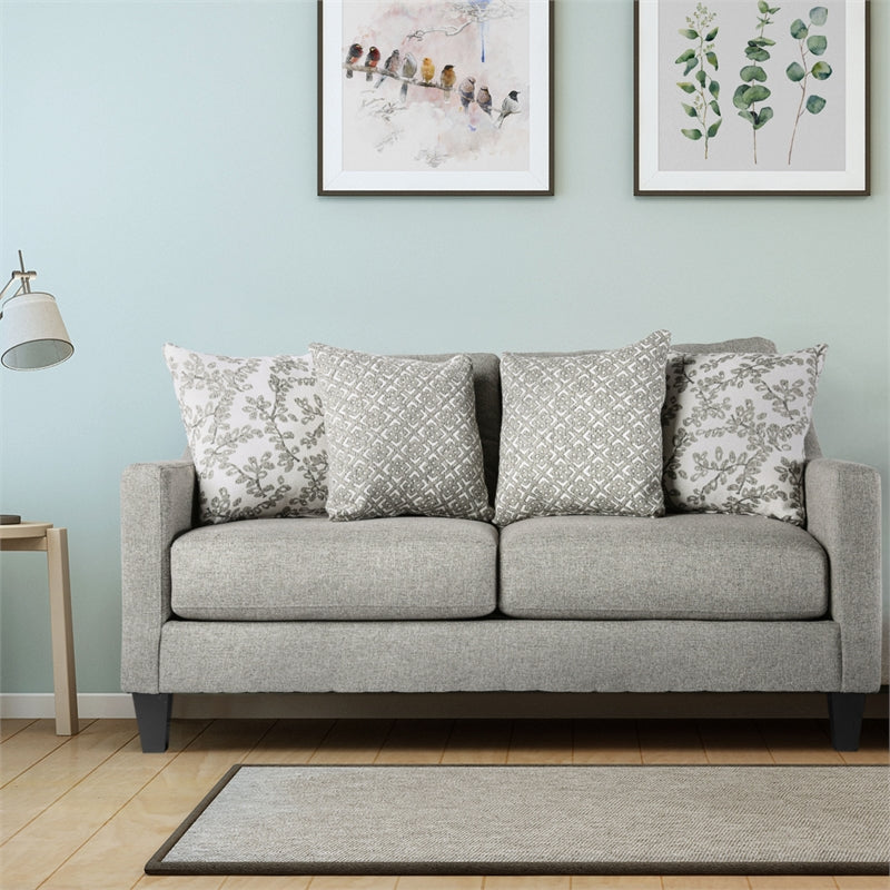 Furniture of America Shila Transitional Fabric 2-Piece Sofa Set in Light Gray