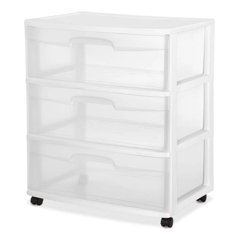 Sterilite Wide 3-Drawer Plastic Rolling Storage Cart Container with Casters (2-Pack) 2 x 2930