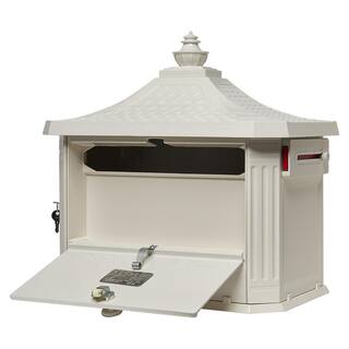 Architectural Mailboxes Hamilton Premium White Large Locking Aluminum Post Mount Mailbox HM200WAM