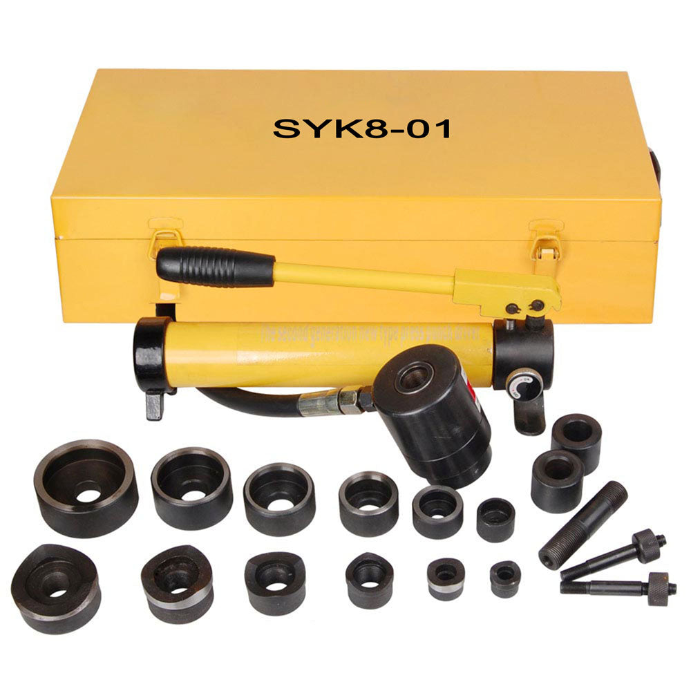 Yescom 10 Ton Hydraulic Punch Press w/ 6 Piece Tool Kit Yellow