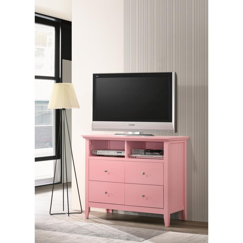 Hammond Pink 4 Drawer Chest of Drawers (42 in L. X 18 in W. X 36 in H.)   Contemporary   Entertainment Centers And Tv Stands   by Makers  Houzz