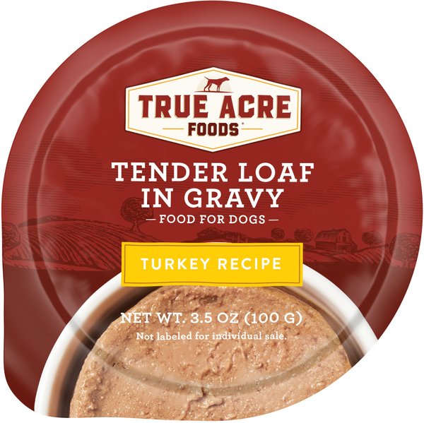 True Acre Foods Turkey Recipe Tender Loaf in Gravy， Wet Dog Food Cups