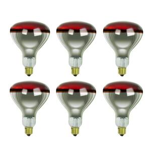 Sunlite 375-Watt R40 Dimmable Medium Base Incandescent Heat Lamp Bulb with Transparent Red Finish (6-Pack) HD03356-6