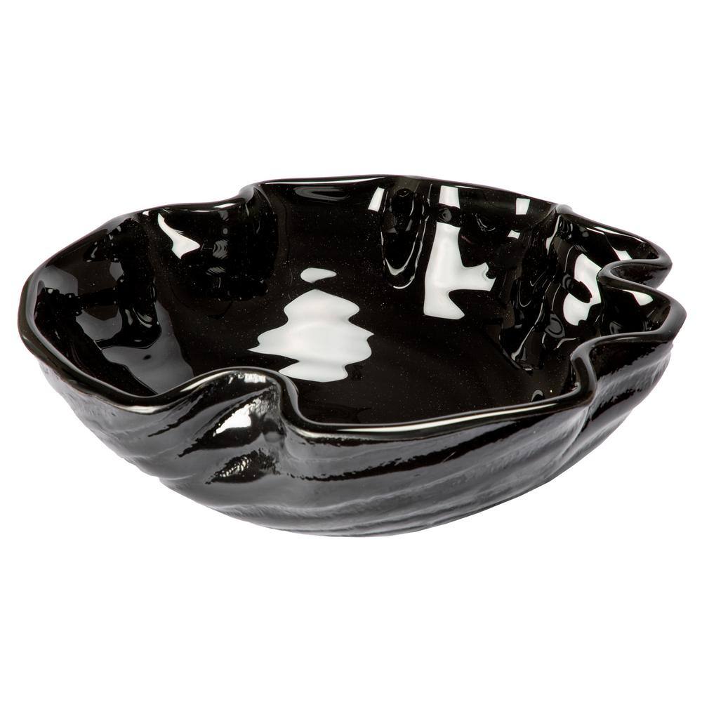 Eden Bath Midnight Wave Black Glass Round Vessel Sink EB_GS68