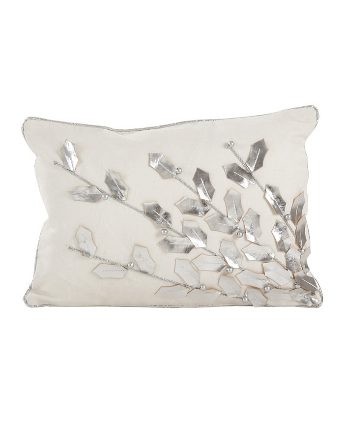 Saro Lifestyle Metallic Poinsettia Branch Decorative Pillow， 12