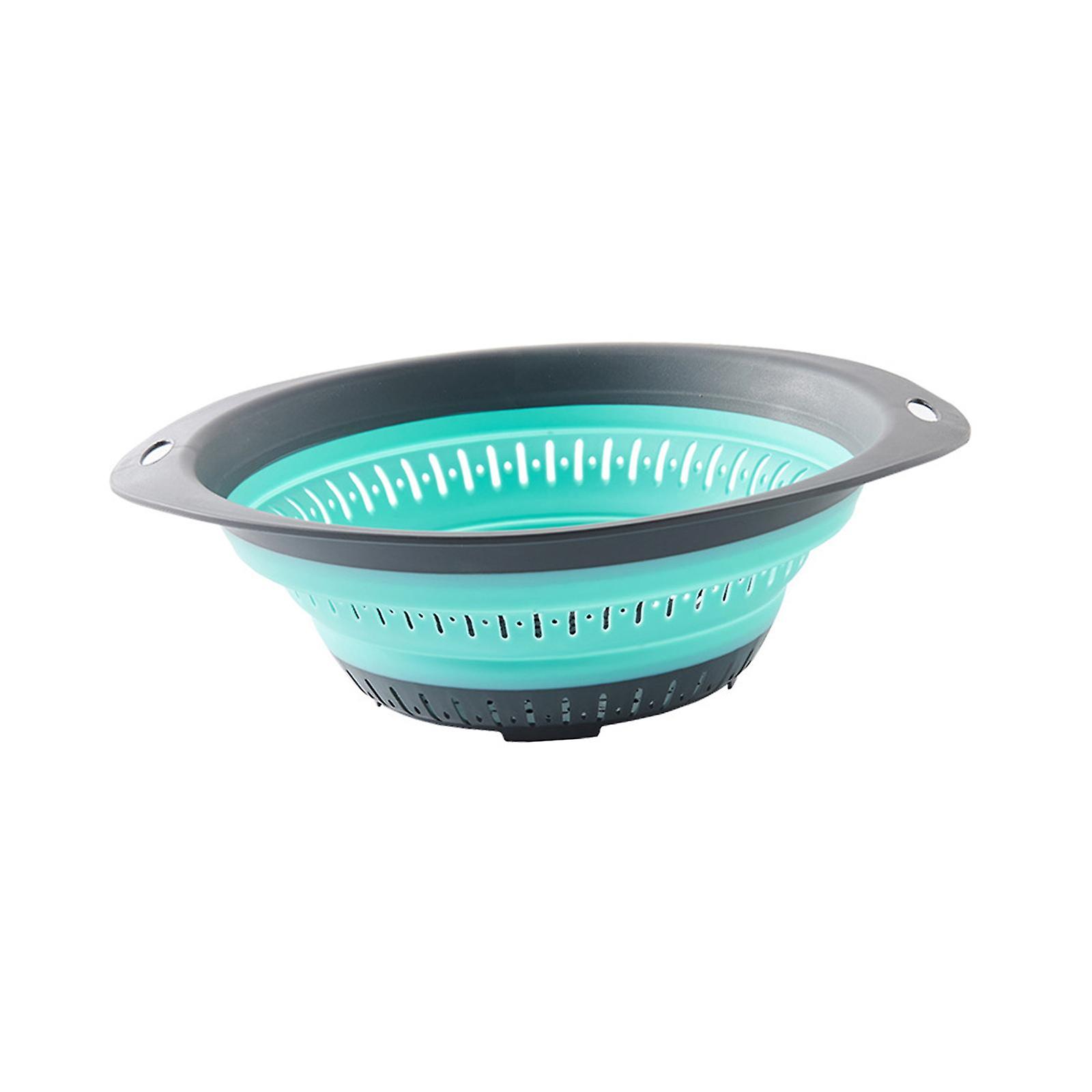 Washing Fruit Colander Multiuse Serving Container Kitchen Foldable Strainers Green Round