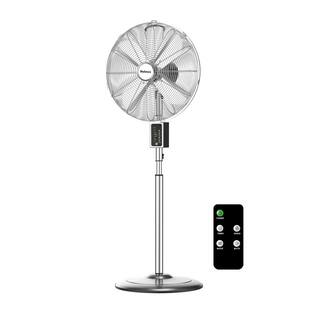 Holmes Adjustable Height 16 in. Oscillating Chrome 3 Speed Digital Stand Fan with Remote Control 12085