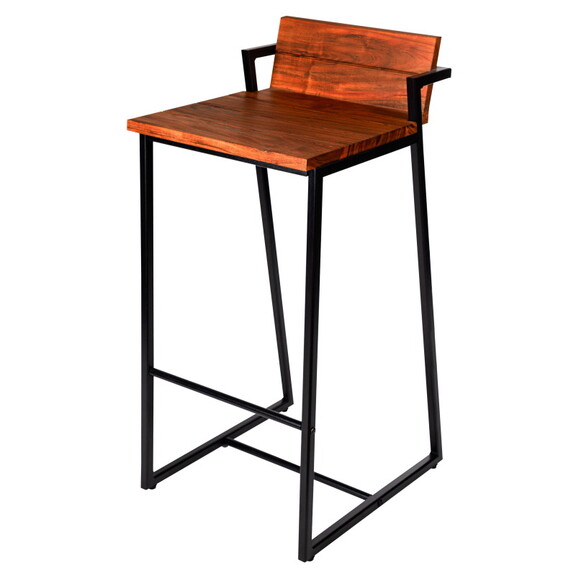 35 inch Industrial Style Acacia Wood Barstool with...