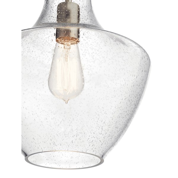 Kichler 42141NICS Everly Brushed Nickel Modern/Contemporary Seeded Glass Teardrop Pendant Light