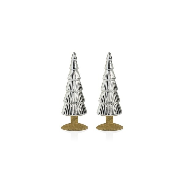 Dembe 9.5 Glass Tree on Gold Glitter Base，Set of 2