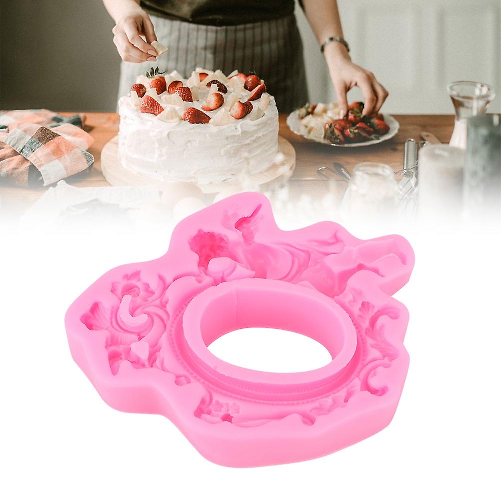 European Angel Photo Frame DIY Silicone Mold Fondant Chocolate Mould Cake Baking Decor ToolPink