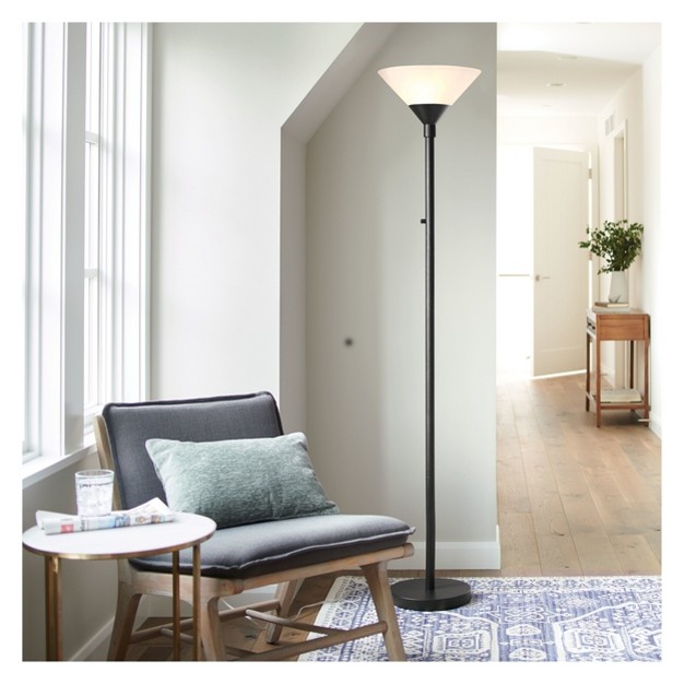 Torchiere Floor Lamp With Glass Shade