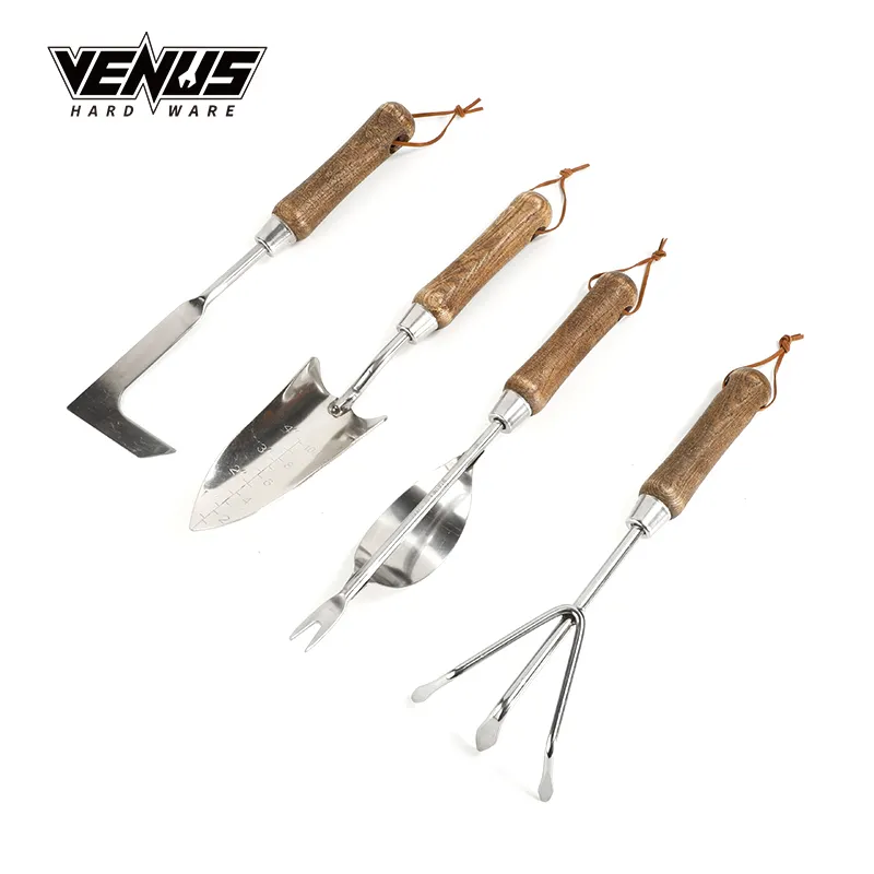 New Arrival Wood Handle Stainless Steel Weeder Rake Shovel Hand Garden Tools