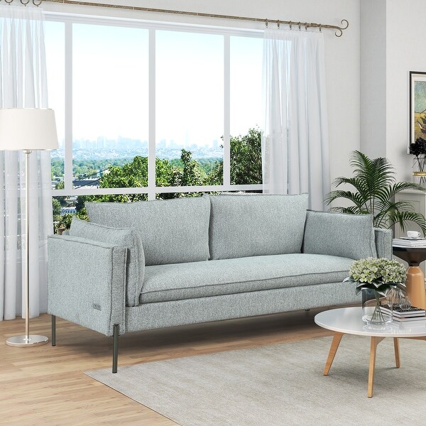 3 Seat Linen Fabric Upholstered Sofa Linen Fabric Upholstered