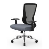 Levari Mesh/Vegan Leather Mid-Back Task Chair， Gray/Black， BIFMA Certified