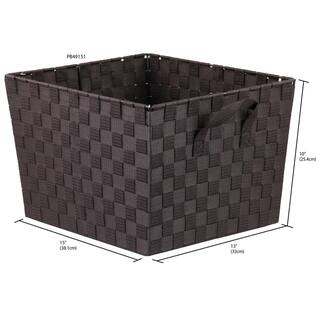 Home Basics 10 in. H x 13 in. W x 15 in. D Brown Fabric Cube Storage Bin PB49151