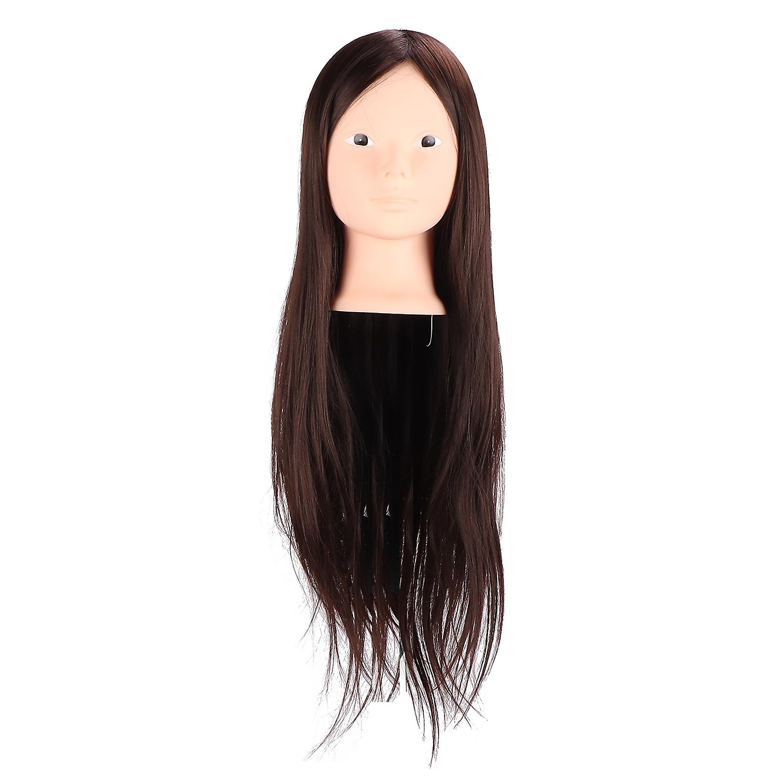 Long Brown Hair Mannequin Head High Temperature Synthetic Hair Styling Practice Training Head For Beauty Teachers Students