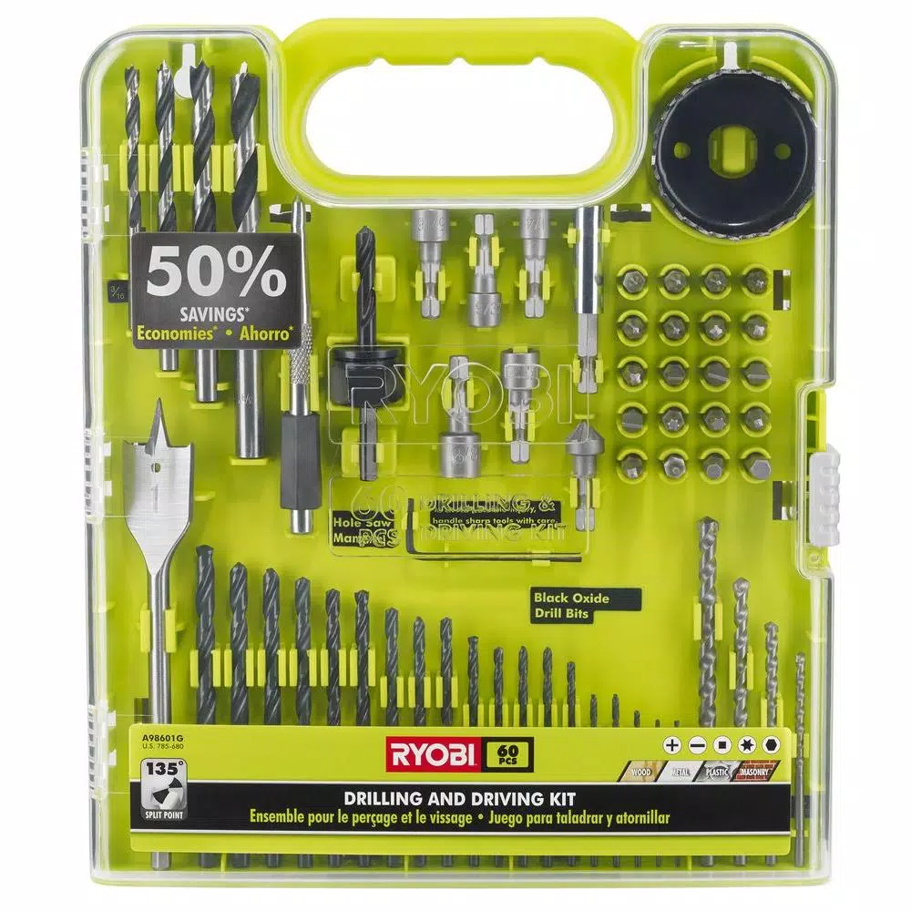 RYOBI Multi-Material Drill and Drive Kit (60-Piece) and#8211; XDC Depot