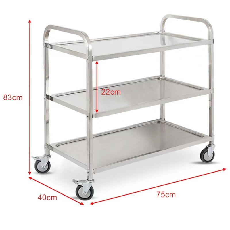 3 Tier Stainless Steel Utility Cart  32.6*29.5*15.7 inch