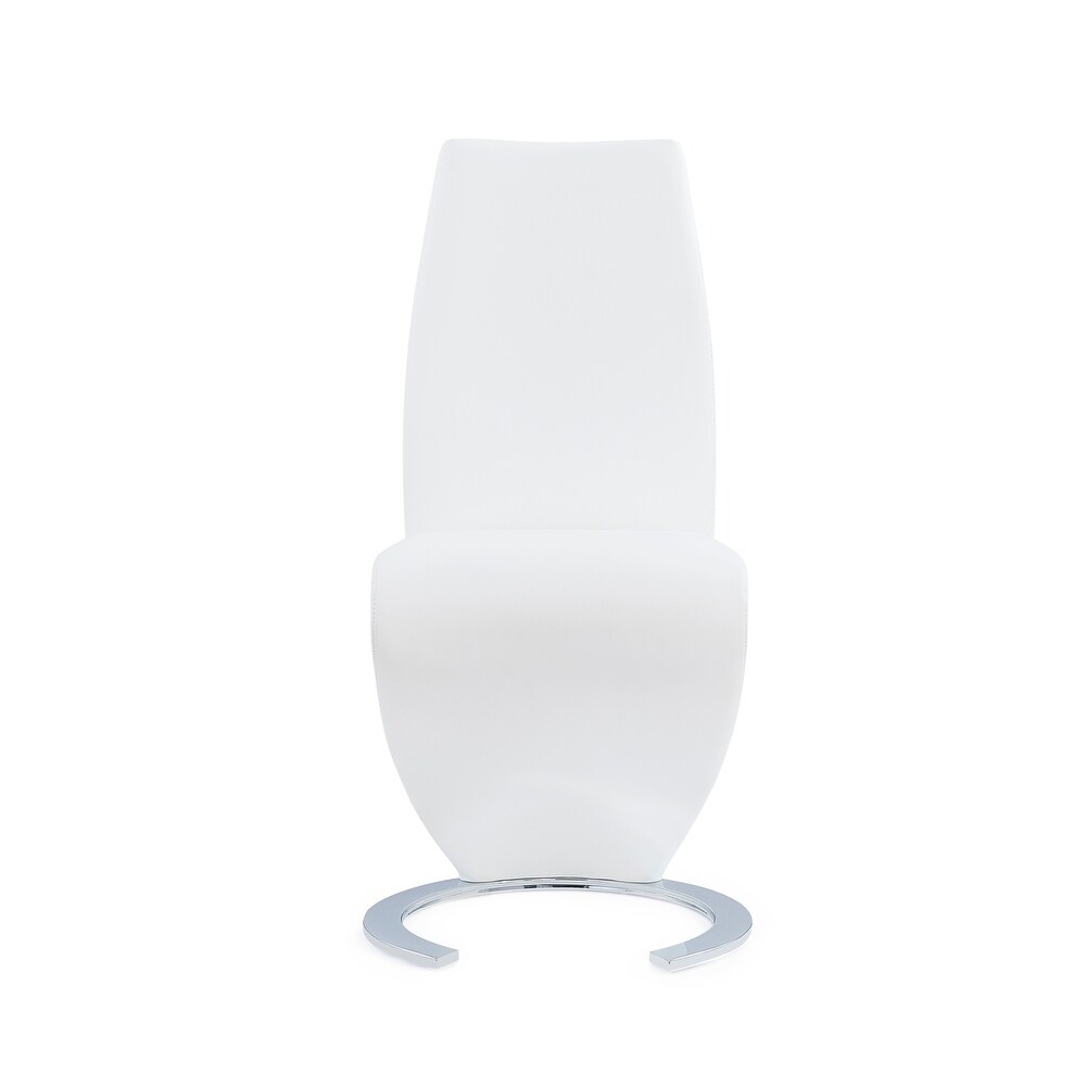 Modern White Polyurethane Leather Dining Chair   N/A