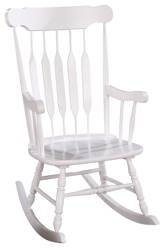 Rocking Chair with Arrow Back Design  White   Traditional   Rocking Chairs   by Simple Relax  Houzz