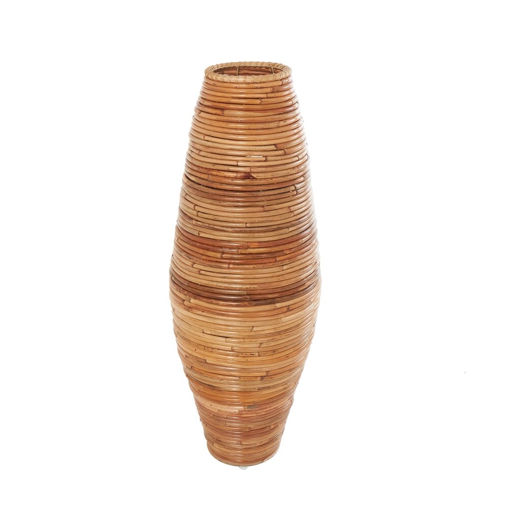 Brown Rattan Handmade Tall Wrapped Vase