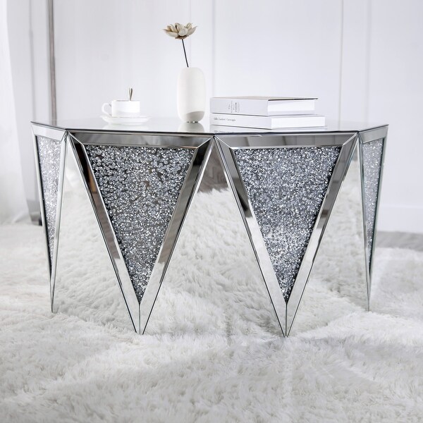 Mirrored Coffee Table Crystal Diamond Accent Table 31.5''