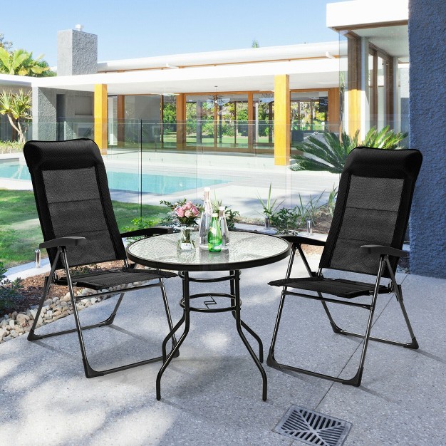 Costway 2 4pcs Patio Folding Dining Chairs Portable Camping Headrest Adjust Black