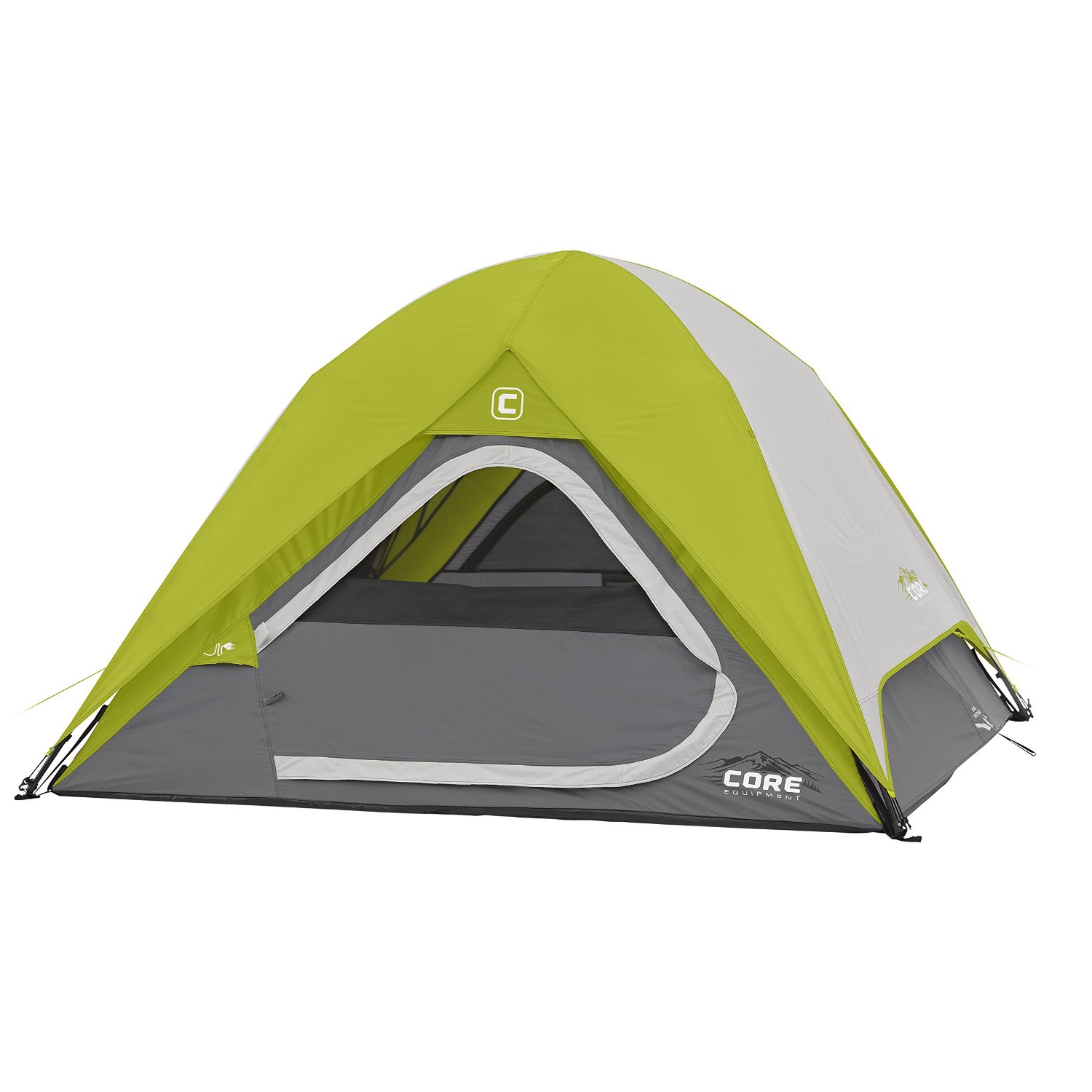 CORE Equipment 9 x 7-Foot 4-Person Dome Camping Tent， Green/Grey | COR-40006