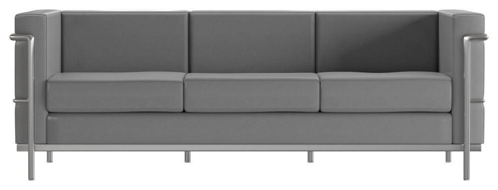 Hercules Regal Series Contemporary Gray LeatherSoft Sofa With Encasing Frame   Contemporary   Sofas   by Pot Racks Plus  Houzz