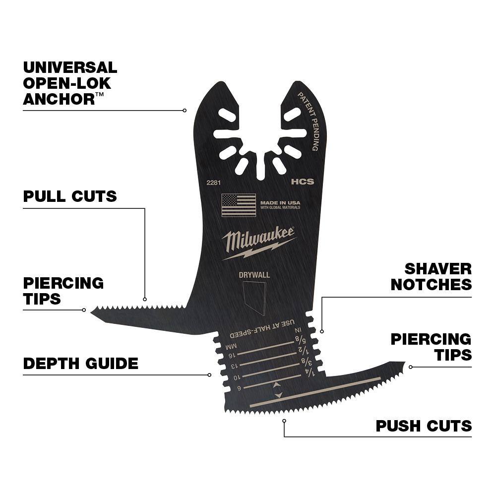 MW 5-in-1 Bi-Metal Universal Fit Drywall Cutting Multi-Tool Oscillating Blade (2-Piece) 49-25-2281-49-25-2281