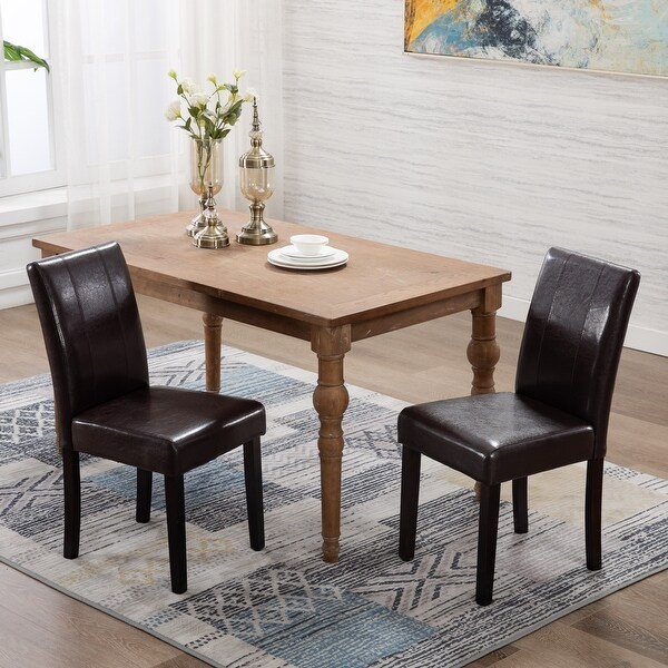 Leatherette Dining Chairs Solid Wood Set of 2