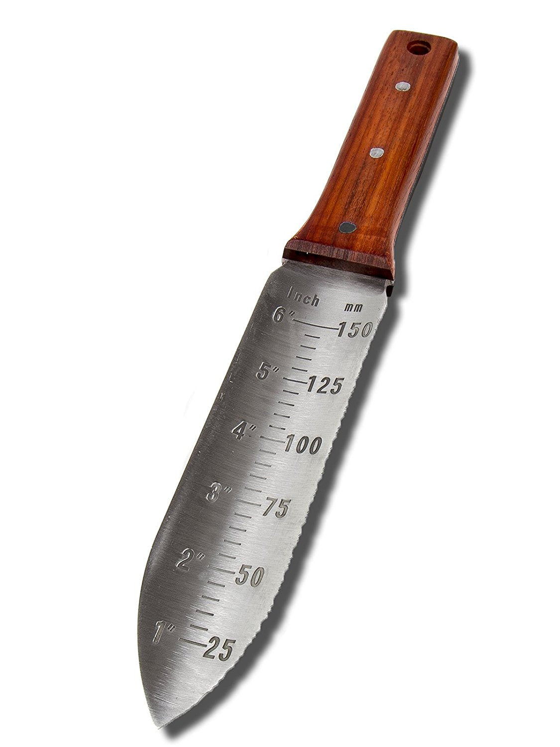 Garden Guru Hori Hori Gardening Knife for Weeding, Digging, Pruning, and Cultivating - Stainless Steel Full Tang Blade | Marks for Measuring Planting Depth | Nylon Sheath for Storage