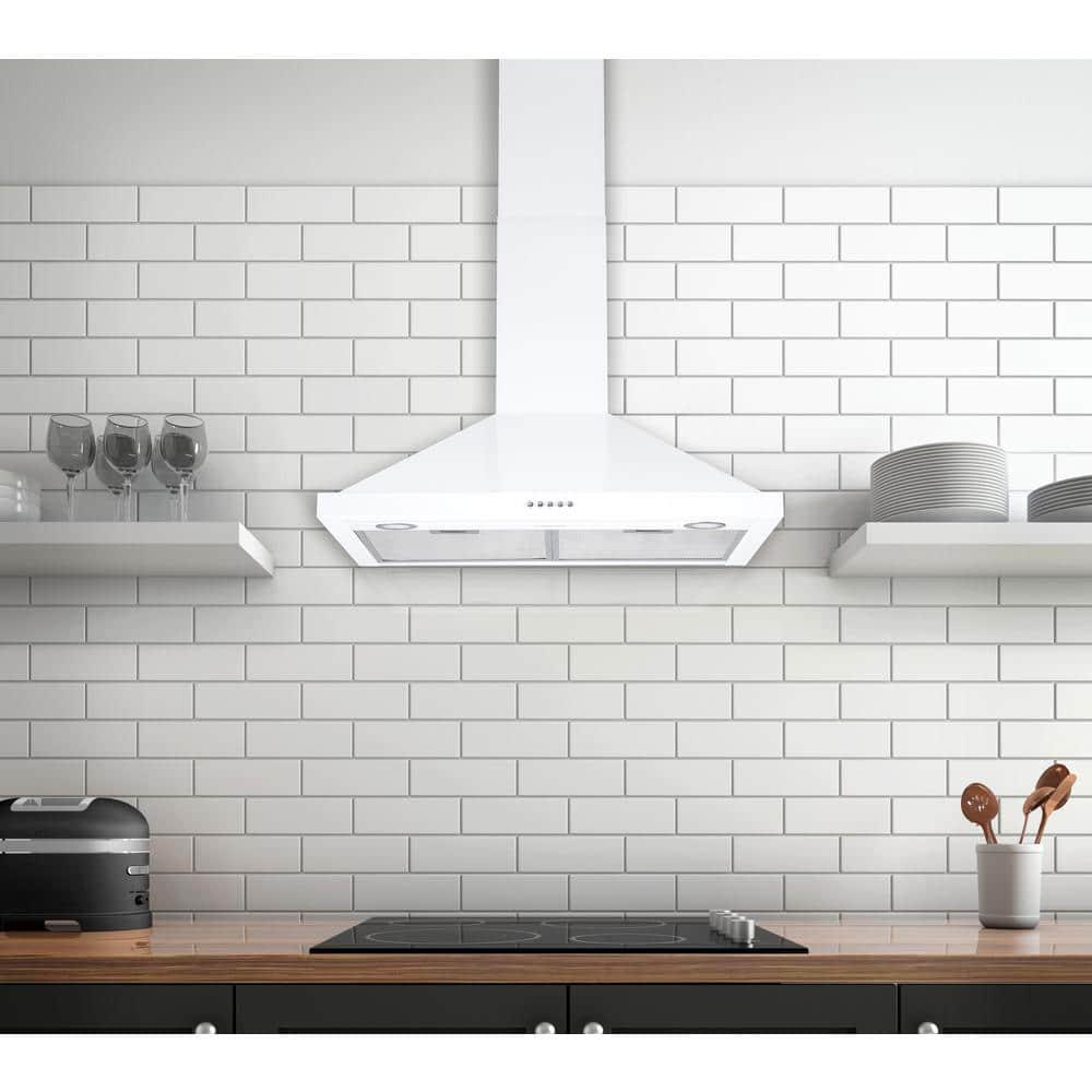 Ancona 30 in 280 CFM Convertible Wall Mount Pyramid Range Hood with LED Lights in White