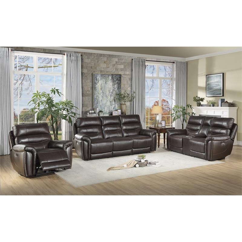 Lexicon Lance Italian Top Grain Leather Power Reclining Chair in Brown   Transitional   Recliner Chairs   by Homesquare  Houzz