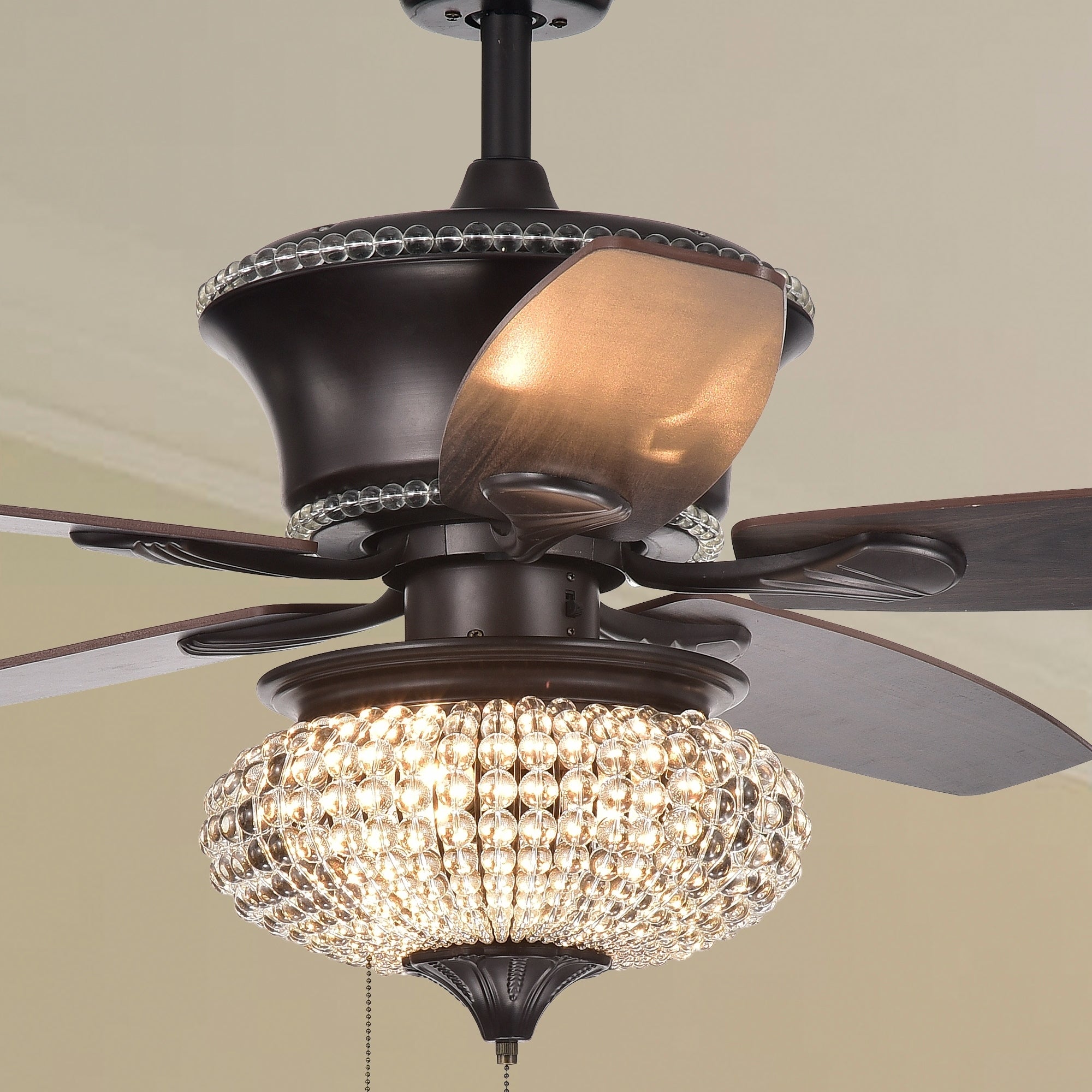 Vasilisa 52-Inch 5-Blade Ceiling Fan Crystal Shade Brown Finish (2 Color Option Blades) Shopping - The Best Deals on Ceiling Fans | 25505004