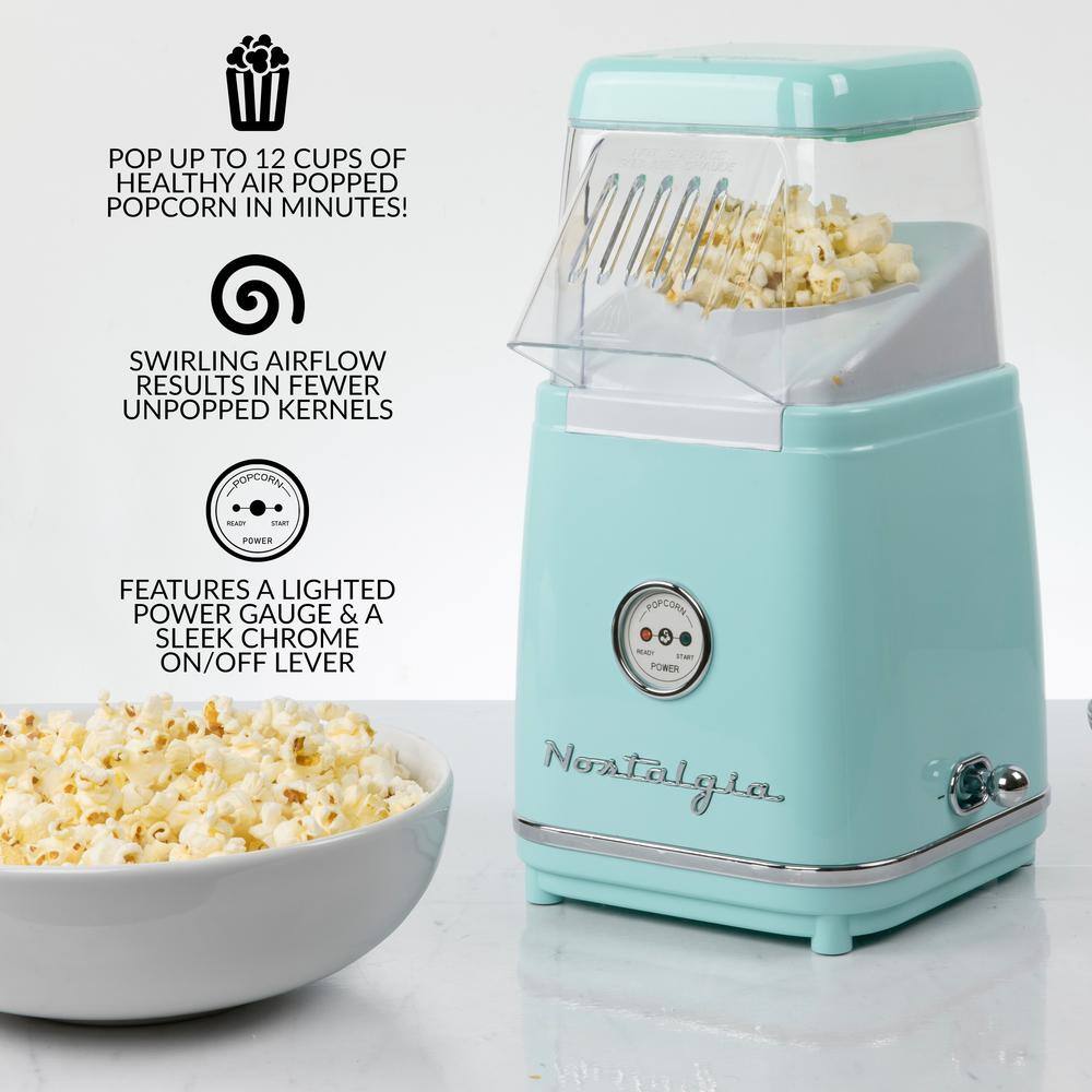 Nostalgia Retro Series 96 oz. Aqua Hot Air Popcorn Maker with LED Power Gauge CLHAP12AQ