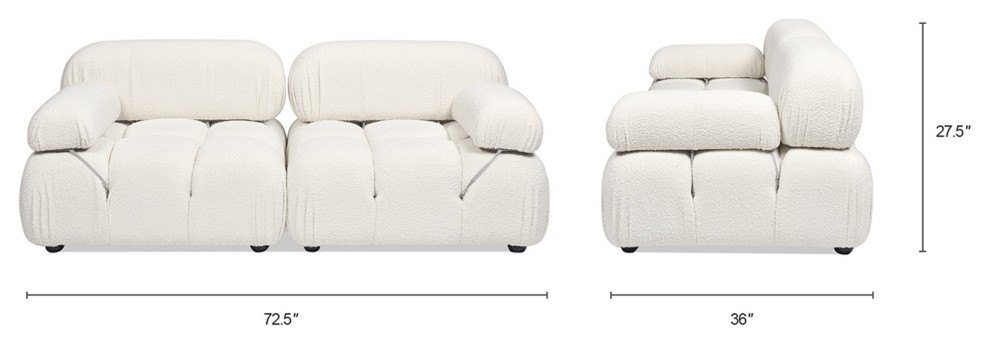 Marcel 72.5 quotModular Modern 2 Piece Loveseat Sofa   Transitional   Loveseats   by Jennifer Taylor Home  Houzz