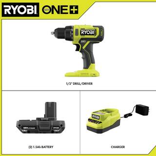 RYOBI ONE+ 18V Cordless 12 in. DrillDriver Kit with (2) 1.5 Ah Batteries and Charger PCL206K2