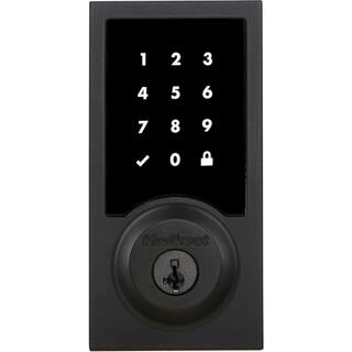 Kwikset SmartCode 916 Z-Wave Touchscreen Contemporary Matte Black Single Cylinder Keypad Electronic Deadbolt with SmartKey 916CNTZW500514S