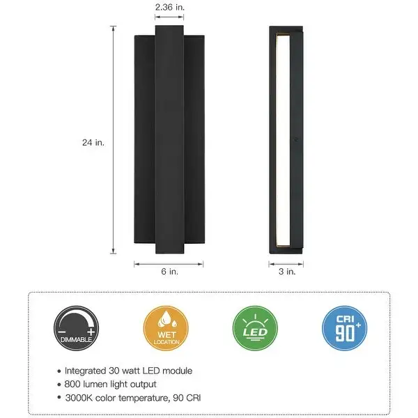 Reflect Black Modern LED Outdoor Wall Sconce Light - 24