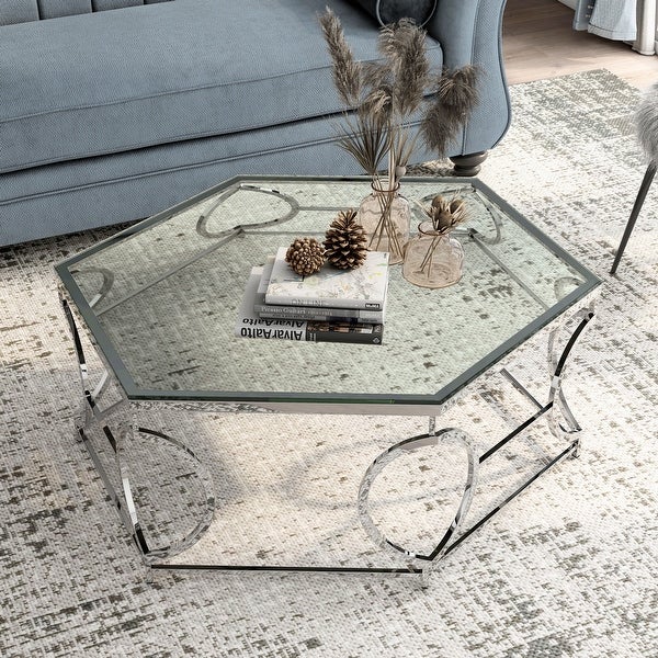 Furniture of America Talm Modern Chrome 40-inch Metal Coffee Table